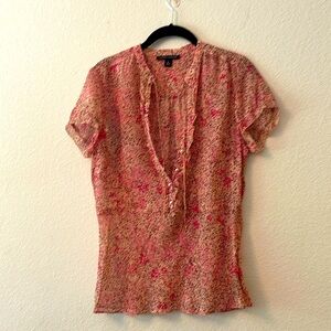Banana Republic V-neck, pink blouse Sz M